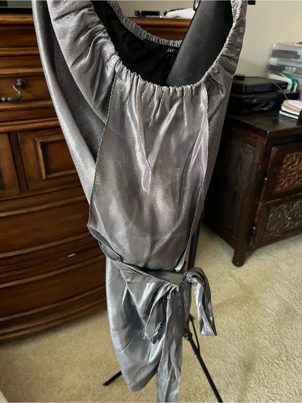 JAYGODFREY Shimmery Silver Pleated Skirt